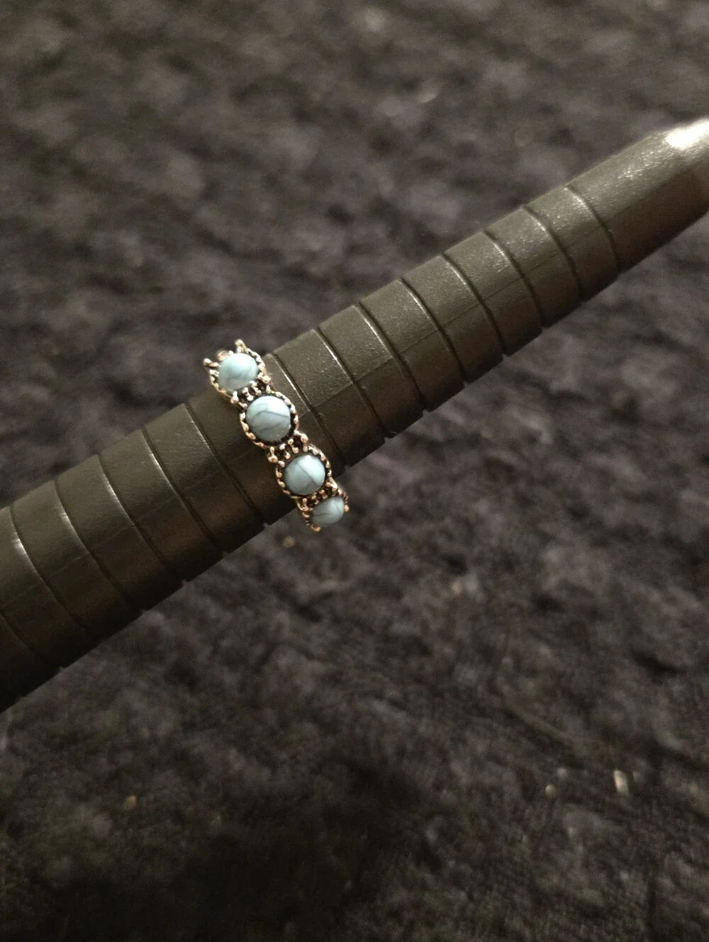 💎3/$12💎Boho Silver Tone Faux Turquoise Stone Band Ring Women's Size 5 Fashion